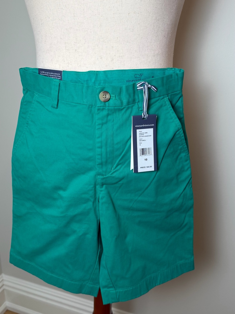 NWT Vineyard Vines Boys 10 Teal Flat Front Cotton Shorts